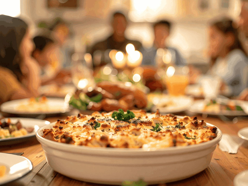 A delicious homemade lasagna served at a family dinner, embodying love, joy, and purpose.